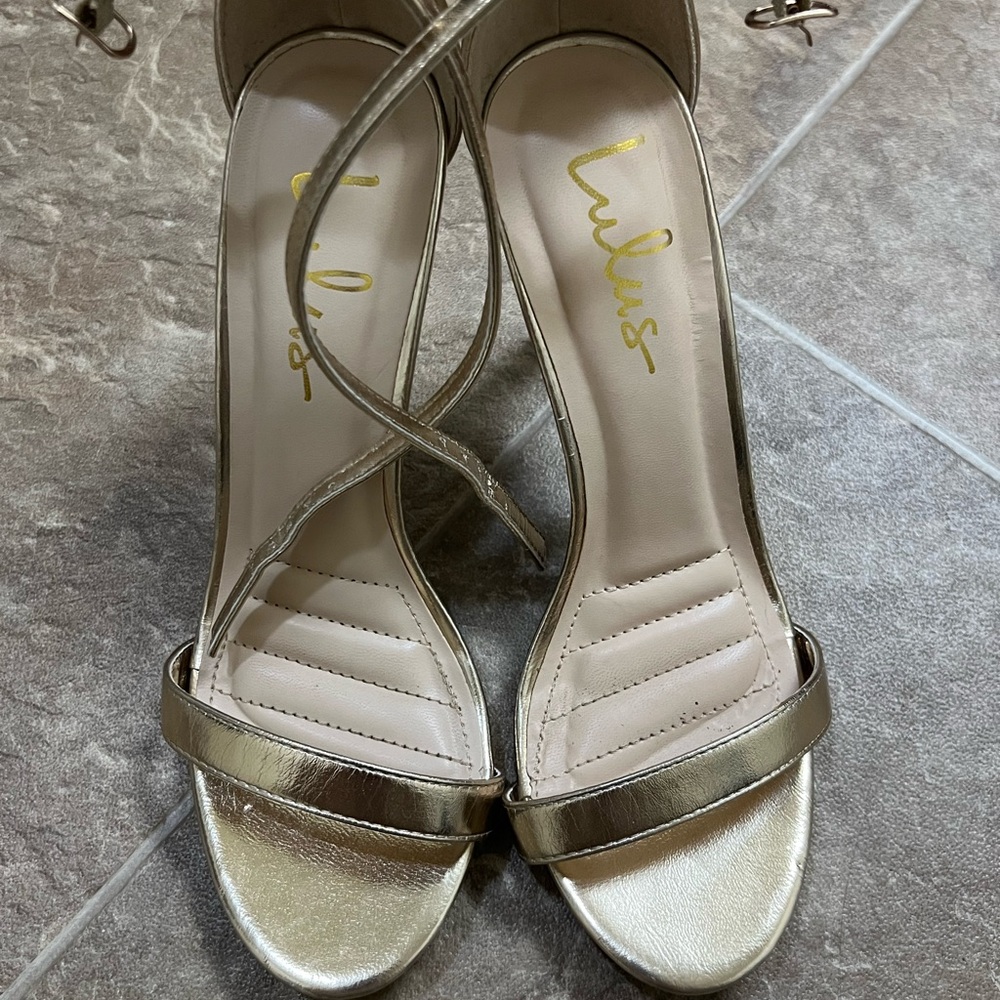 Lulu's Gold Strappy Heels